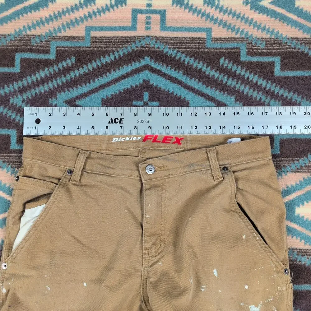 Dickies Carpenter Pants Mens Size 34x29 Tan Flex Straight Workwear Painted